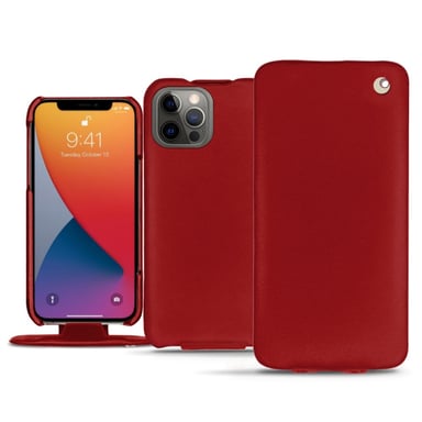 Funda de piel Apple iPhone 13 Pro - Solapa vertical - Rojo - Piel lisa