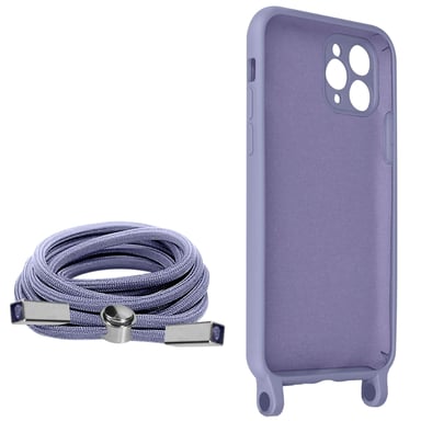 Coque Cordon pour iPhone 11 Pro Max Semi-rigide Lanière Tour du Cou 80cm Lavande