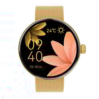 Montre Connectée Femme Élégante Suivi Santé Appel Bluetooth Dorée