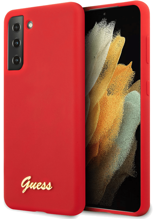 Guess GUHCS21SLSLMGRE Coque Rigide en Silicone pour S21 G991 Rouge