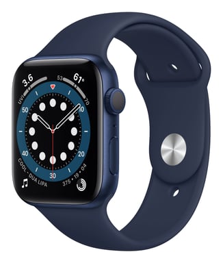 Watch Series 6 (GPS + Cellular), Boîtier en Aluminium Bleu de 44 mm, Bracelet Sport Marine Intense, bleu