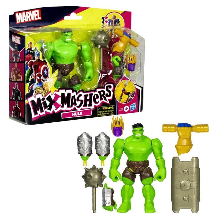 MixMashers Hulk Deluxe, figurine 12 cm personnalisable a mélanger et combiner avec accessoires, Marvel, des 4 ans - Neuf