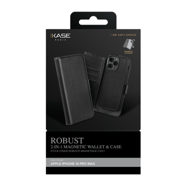 Etui & Coque robuste magnétique 2-en-1 pour Apple iPhone 14 Pro Max, Noir Onyx