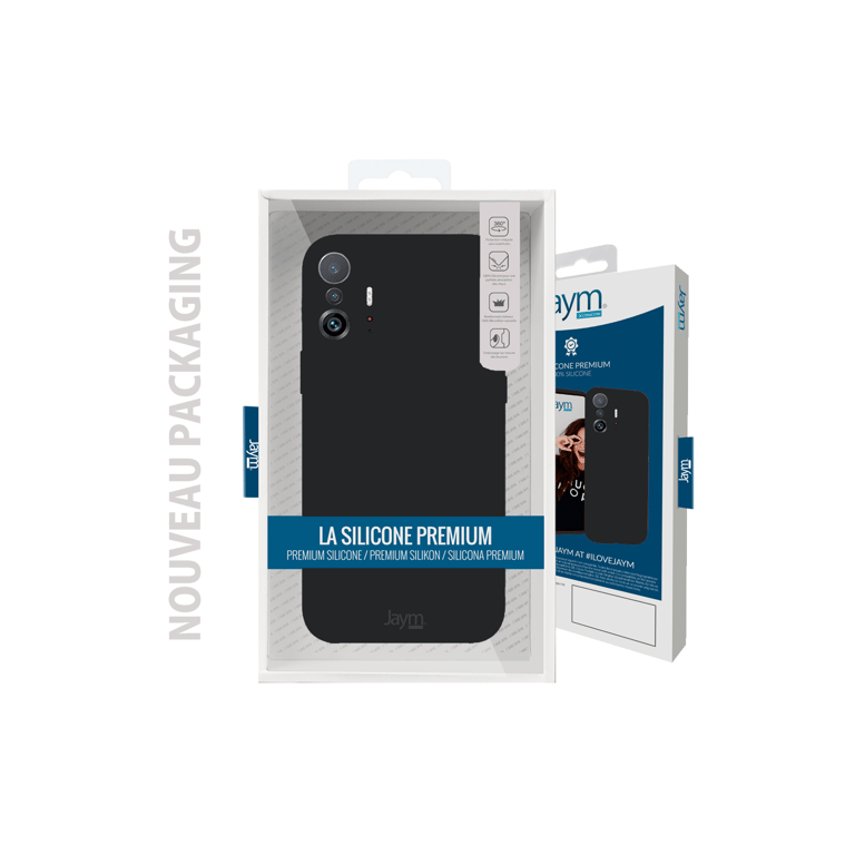 JAYM - Coque Silicone Premium Noire pour Xiaomi Redmi 10C 4G - 100% Silicone et Microfibre - Renforcée et Ultra Doux