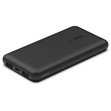 Batería externa Belkin 10K de 3 puertos con cable USB-A a USB-C negro