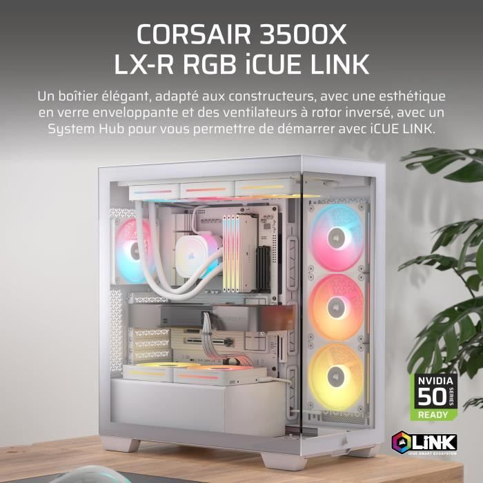 Boitier PC CORSAIR LXR LINK Tempered Glass Mid Tower 3 ventilateurs RGB à rotor inversé - vue 4