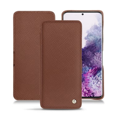 Housse cuir Samsung Galaxy S20 -  - Marron - Cuir saffiano