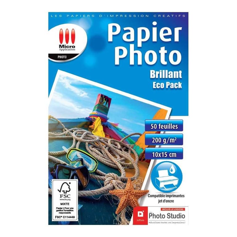 Pack Eco de 50 feuilles papier photo 10 x 15 cm Micro Application - vue 3