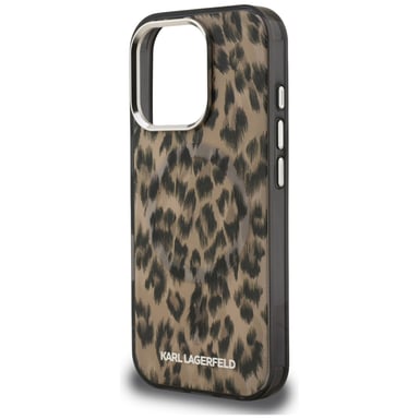 Custodia Karl Lagerfeld IML Leopard MagSafe per iPhone 16 Pro Max, marrone
