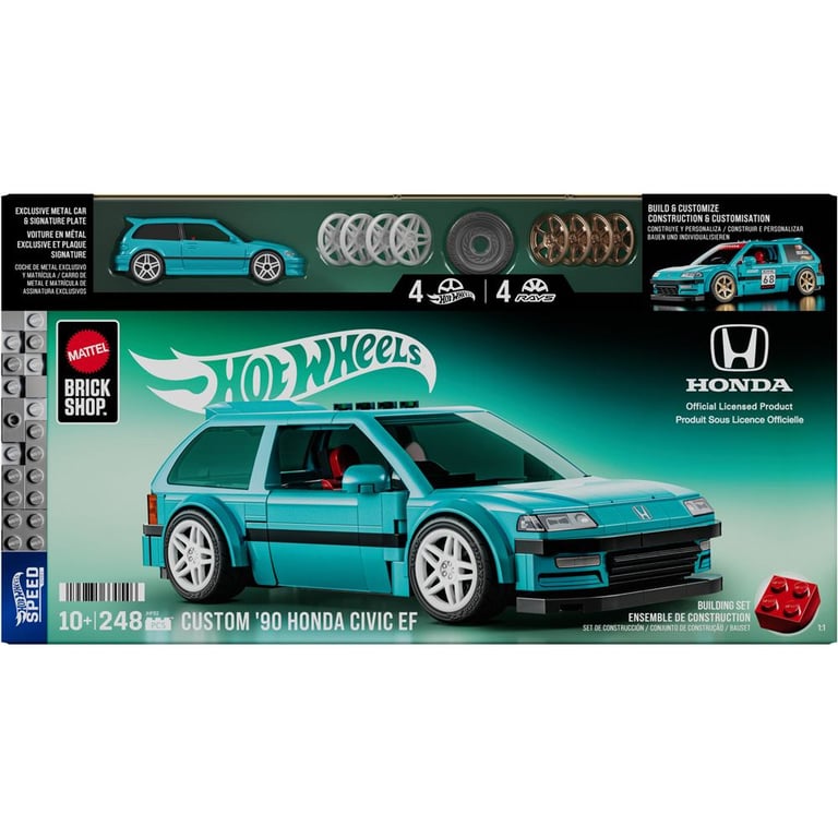 Mattel Hot Wheels Coffret de Construction Brick Shop Série Speed Custom Honda Civic EF de 1990 - vue 3