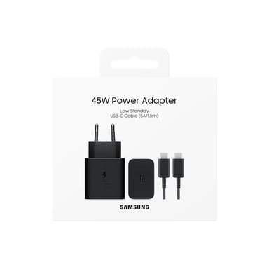 Kit Chargeur USB C 45W + Câble USB C / USB C 1.8m Noir Samsung