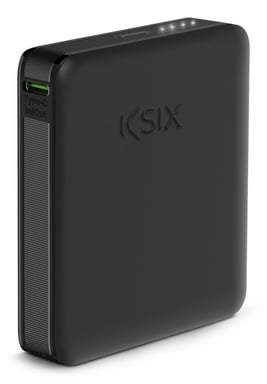 Ksix Powerbank Nano 5.000 mAh, Tamaño de bolsillo, Power Delivery, 20 W, Cable USB-C a USB-C, Indicadores LED, Negro