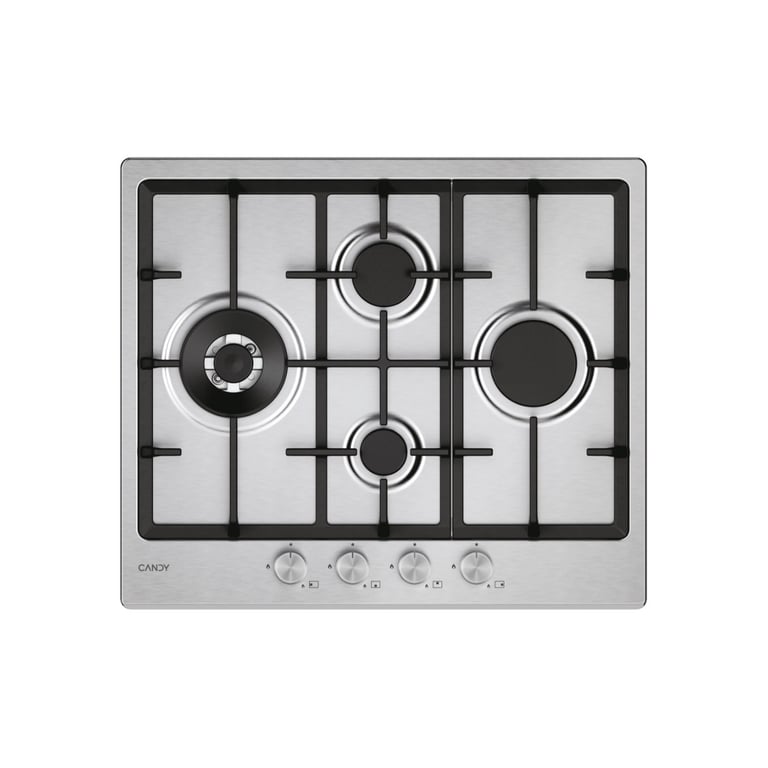 Candy Moderna CHG6D4WTX Cuisinière à gaz encastrable en acier inoxydable de 59,5 cm à 4 brûleurs - Neuf