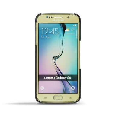 Coque cuir Samsung SM-G920A Galaxy S6 - Coque arrière - Noir - Cuir lisse