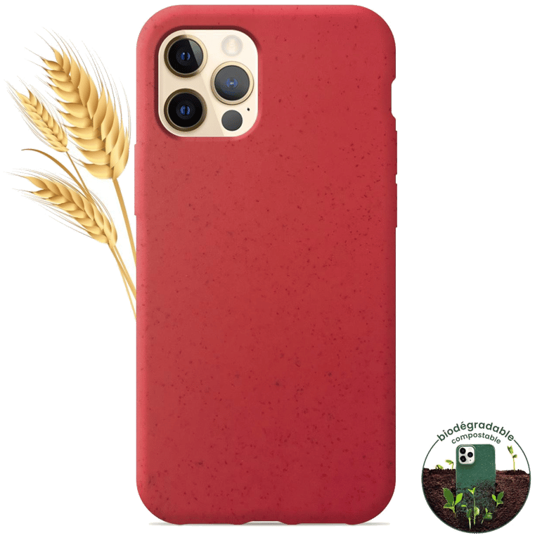 Coque silicone unie compatible Biodégradable Rouge Apple iPhone 12 Pro