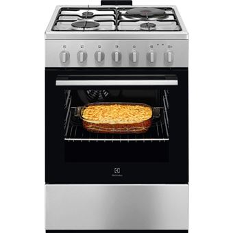 Cuisinière mixte Electrolux LKM660022X 60 cm 3 feux gaz + 1 plaque électrique Four 58 L Inox - Neuf