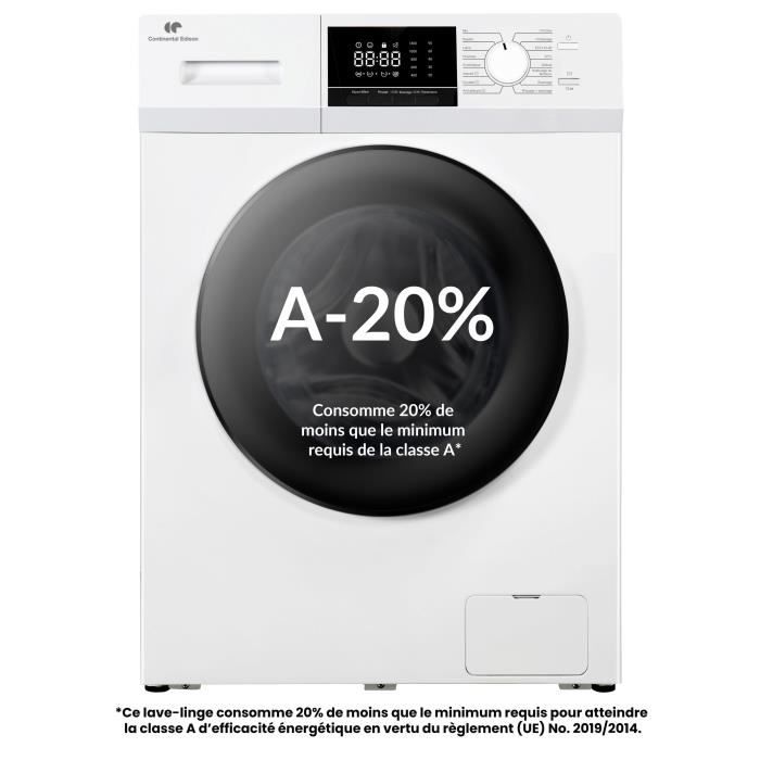 Lave linge hublot CONTINENTAL EDISON CELL12140IWP 12kg Induction 60 cm 1400 trsmin - vue 2