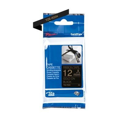 BROTHER P-Touch 12mm ruban en tissu noir/or