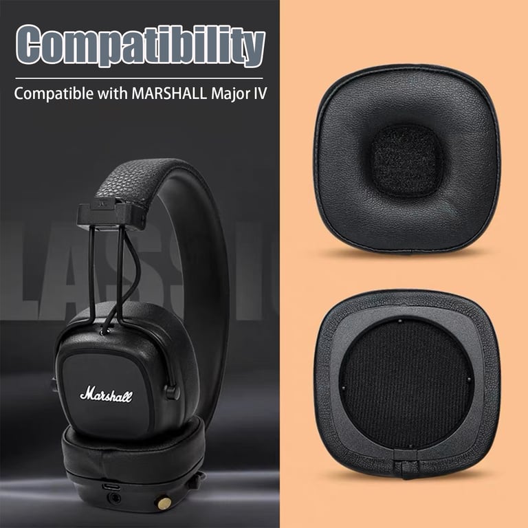 INF 1 paire de coussinets d'oreille pour MARSHALL Major IV Black - Neuf Noir - vue 4