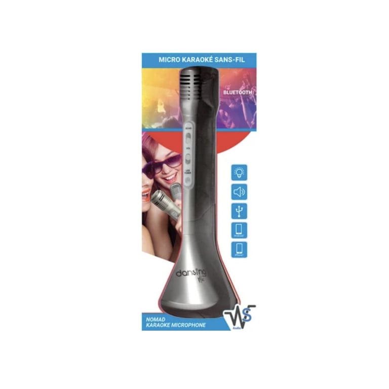 Micro de karaoke nomade argente - vue 1