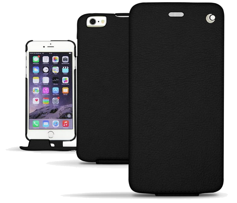 Housse cuir Apple iPhone 6S - Rabat vertical - Negre poudro - NOREVE