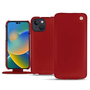 Housse cuir Apple iPhone 14 - Rabat vertical - Rouge - Cuir lisse