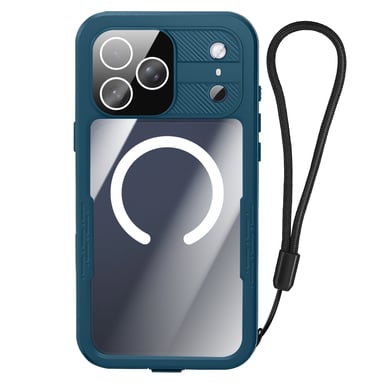 Coque pour iPhone 17 Pro Étanche IP68 Antichoc 2m avec Dragonne Inclus Bleu canard