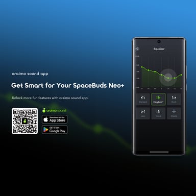 Écouteurs Sans Fil oraimo SpaceBuds Neo+ : ANC Hybride, Son Spatial Sound360™ et 30h d'Autonomie