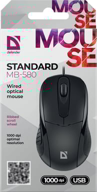 Defender STANDARD MB-580 ratón Oficina Ambidextro USB tipo A Óptico 1000 DPI