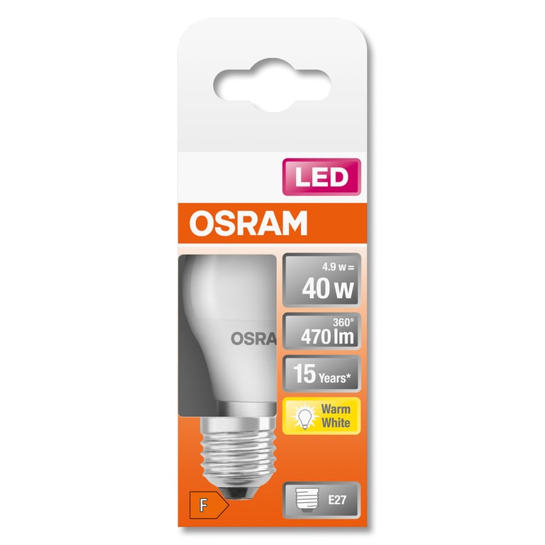 OSRAM LED sphérique dépolie+radiateur E27 chaud - vue 3