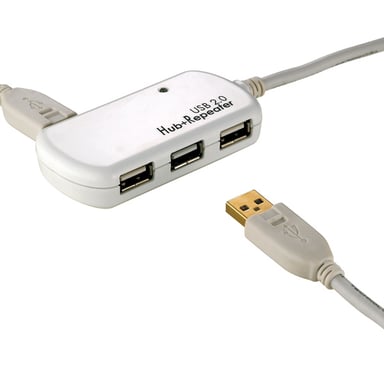 ROLINE USB 2.0 Hub, 4 Ports, with Repeater 12 m Blanco