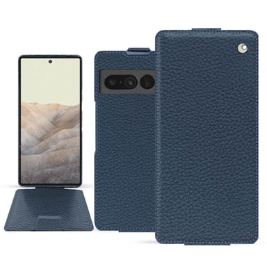 Housse cuir Google Pixel 7 Pro -  - Bleu - Cuir grainé