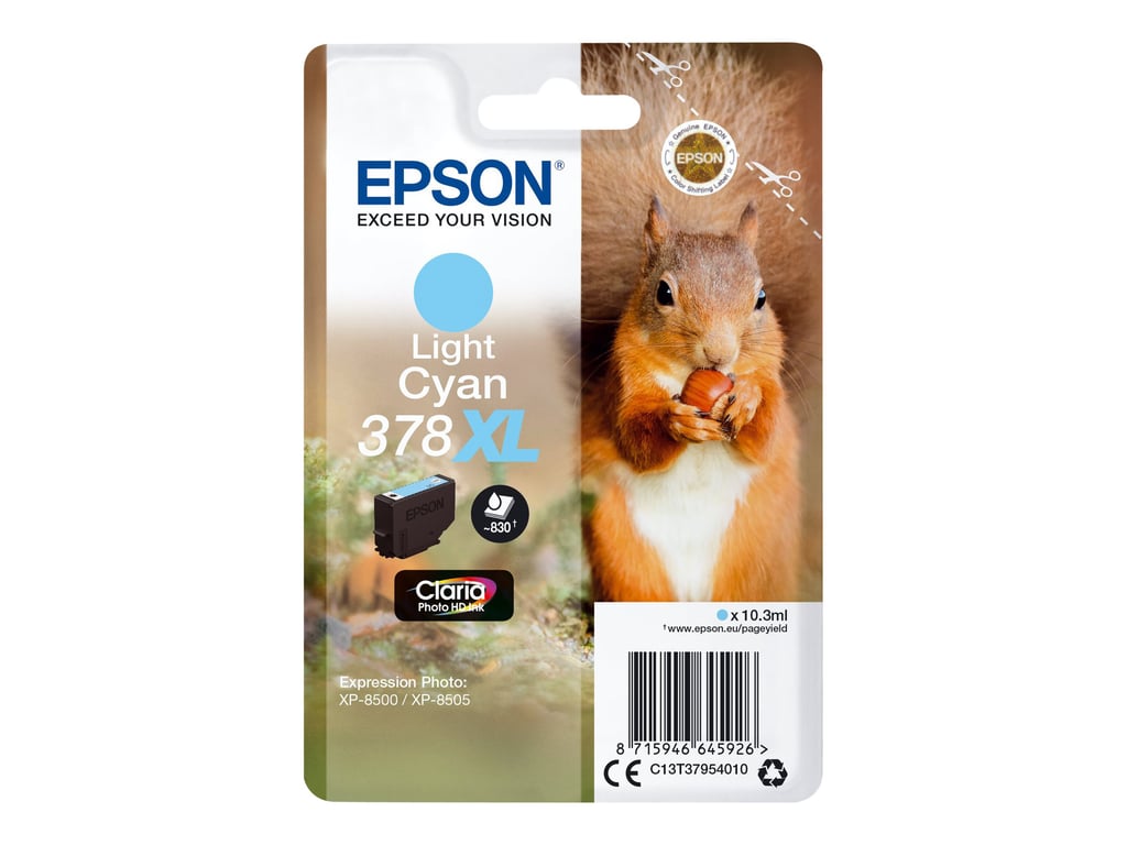 EPSON 5LB Singlepack Light Cyan 378XL Squirrel Clara Photo HD Ink - Neuf