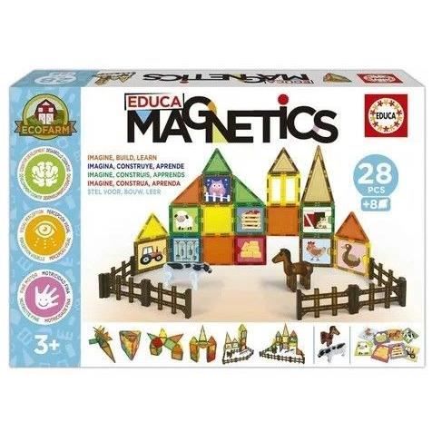 Magnetics Ecoferme Jeu de construction EDUCA 28 pièces magnétiques 2 animaux 8 cartes Dès - vue 6