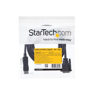 StarTech.com Cable de 1,8m DisplayPort a DVI - Cable Adaptador DisplayPort a DVI DVI-D Monoenlace de Vídeo 1080p - Cable de DP a DVI para monitor - Co