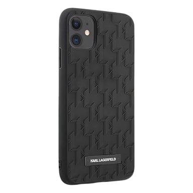 Coque Silicone iPhone 11 Texturé Monogram 3D Ultra Résistant Noir