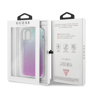 Etui Guess do iPhone 11 Pro Max ró?owo-niebieski Glitter Gradient