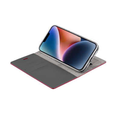 Diarycase 2.0 Custodia a conchiglia in vera pelle con supporto magnetico per Apple iPhone 14 Plus, rosso bordeaux