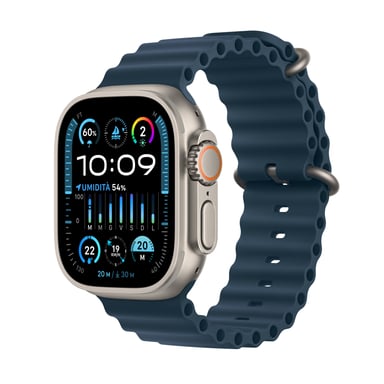 Apple Watch Ultra 2 OLED 49 mm Numérique 410 x 502 pixels Écran tactile 4G Or GPS (satellite), bleu