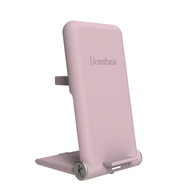 KREAFUNK reCHARGE+ Chargeur sans fil 3-en-1 15W – Station Qi pour iPhone, AirPods, Apple Watch, Recharge rapide, Support compact -rose