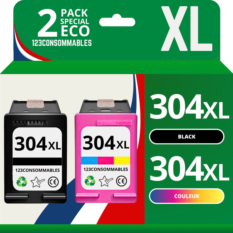 123CONSOMMABLES 304XL Pack 2 cartouches compatibles HP 304XL et couleurs Neuf