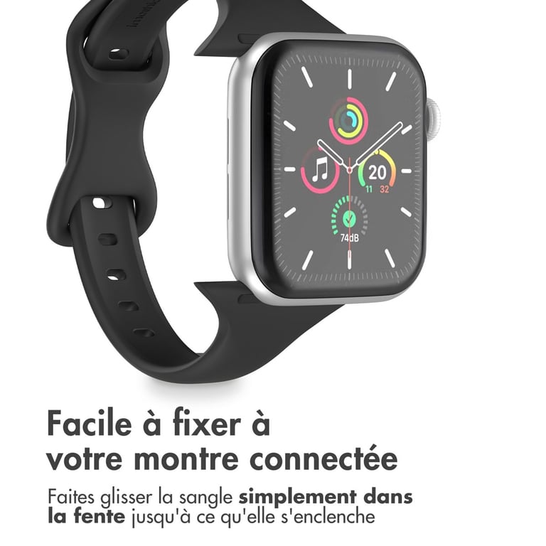 imoshion Bracelet slim en silicone pour Apple Watch | 38/40/41/42 mm - Noir - Neuf