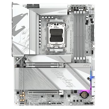 GIGABYTE X870 AORUS ELITE X3D ICE Placa Base - Compatible con procesadores AMD Ryzen 9000, VRM digital de 16+2+2 fases, hasta 9000Hz DDR5 (OC), 2xPCIe 5.0 + 2xPCIe 4.0, Wi-Fi 7, LAN 2.5GbE, USB 4