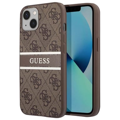 Guess Funda rígida para Apple iPhone 13 Mini PU 4G Stripe Marrón