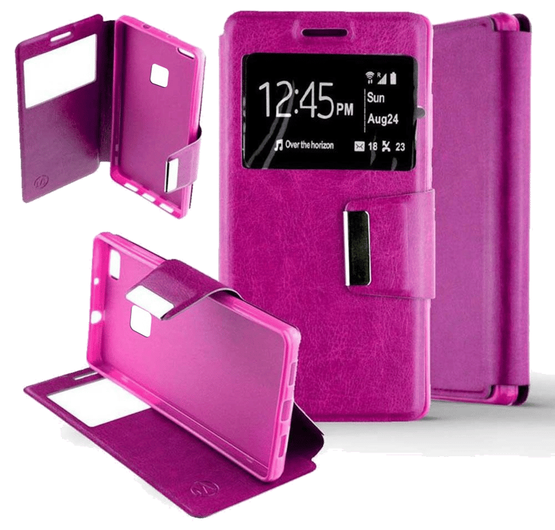 Etui Folio compatible Rose Fushia Huawei P10 Lite