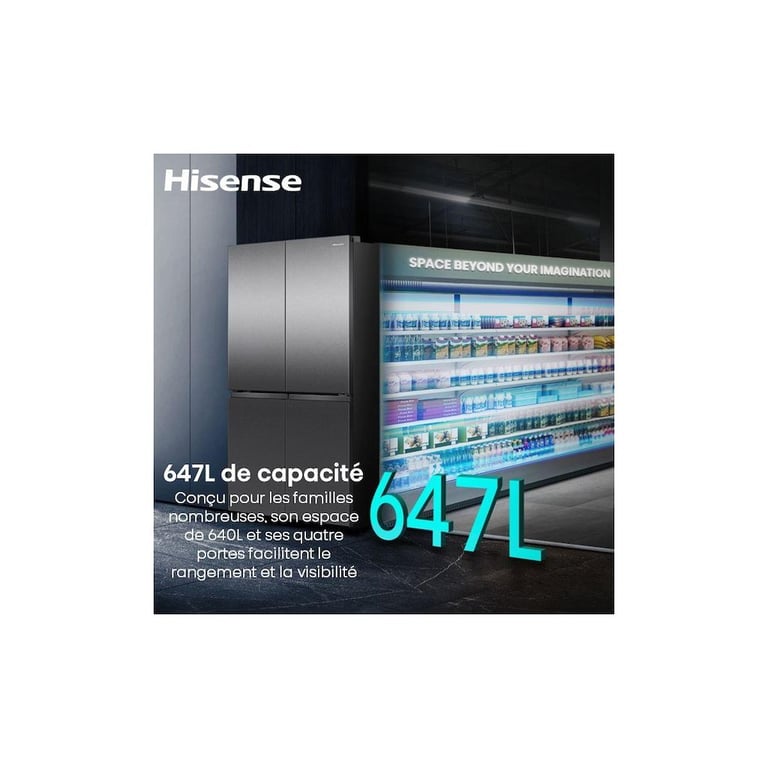Réfrigérateur Multi-Portes Hisense RQ5P640SSKD – 647 L, Froid Ventilé, 35 dB - vue 4