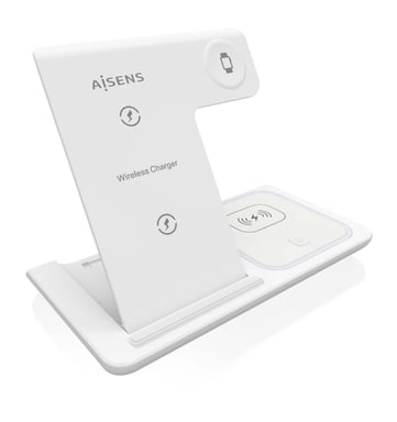 AISENS ASCH-15W3WC044-W chargeur d'appareils mobiles Casque, Téléphone portable, Smartphone, Smartwatch Blanc USB Recharge sans fil Charge rapide Intérieure