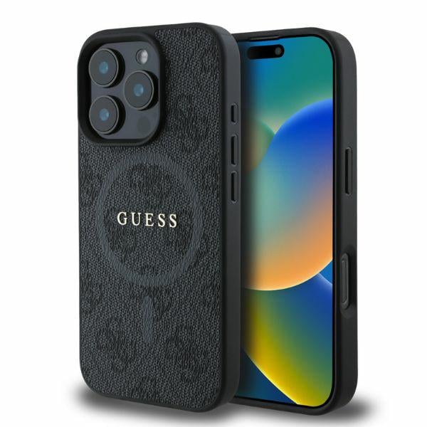 Guess Étui pour iPhone 16 Pro 6.3 noir étui rigide 4G Ring Classic Logo MagSafe - vue 4