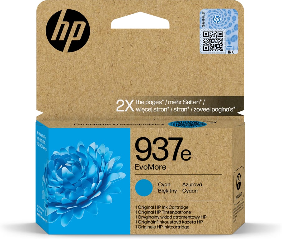 HP 937e EvoMore - Cyan - original - cartouche d'encre - pour Officejet Pro 9110b, 9120e, 9720E, 9730e - Neuf