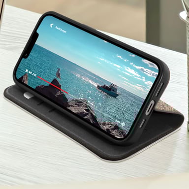 Guess Funda Folio para iPhone 14 Pro Printed 4G Trendy Marrón